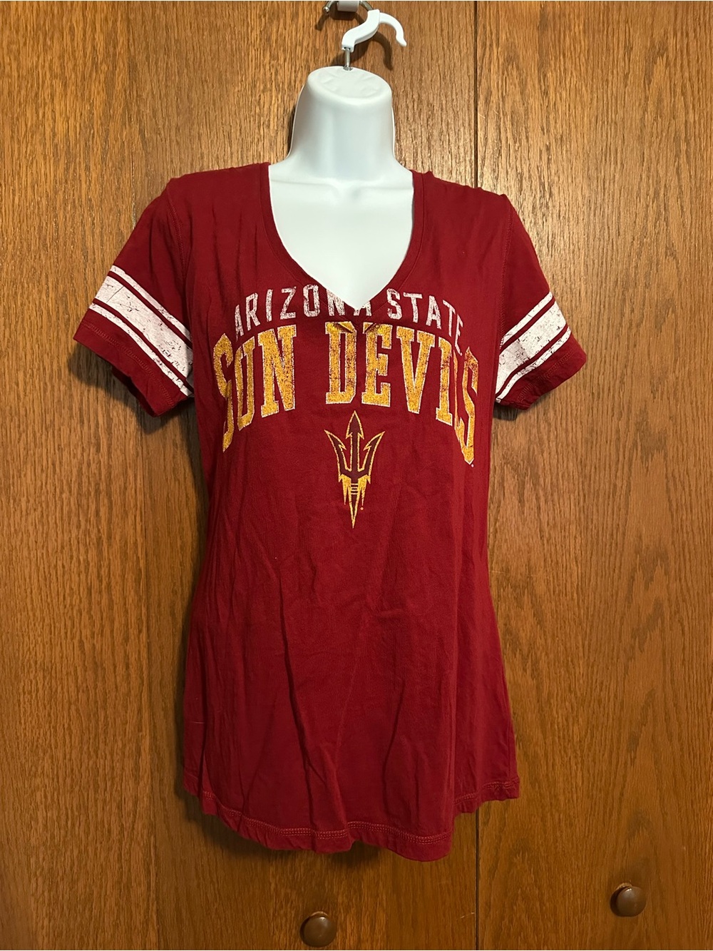 Arizona State Sun Devils V-Neck Tee in Crimson - Women's Short Sleeve